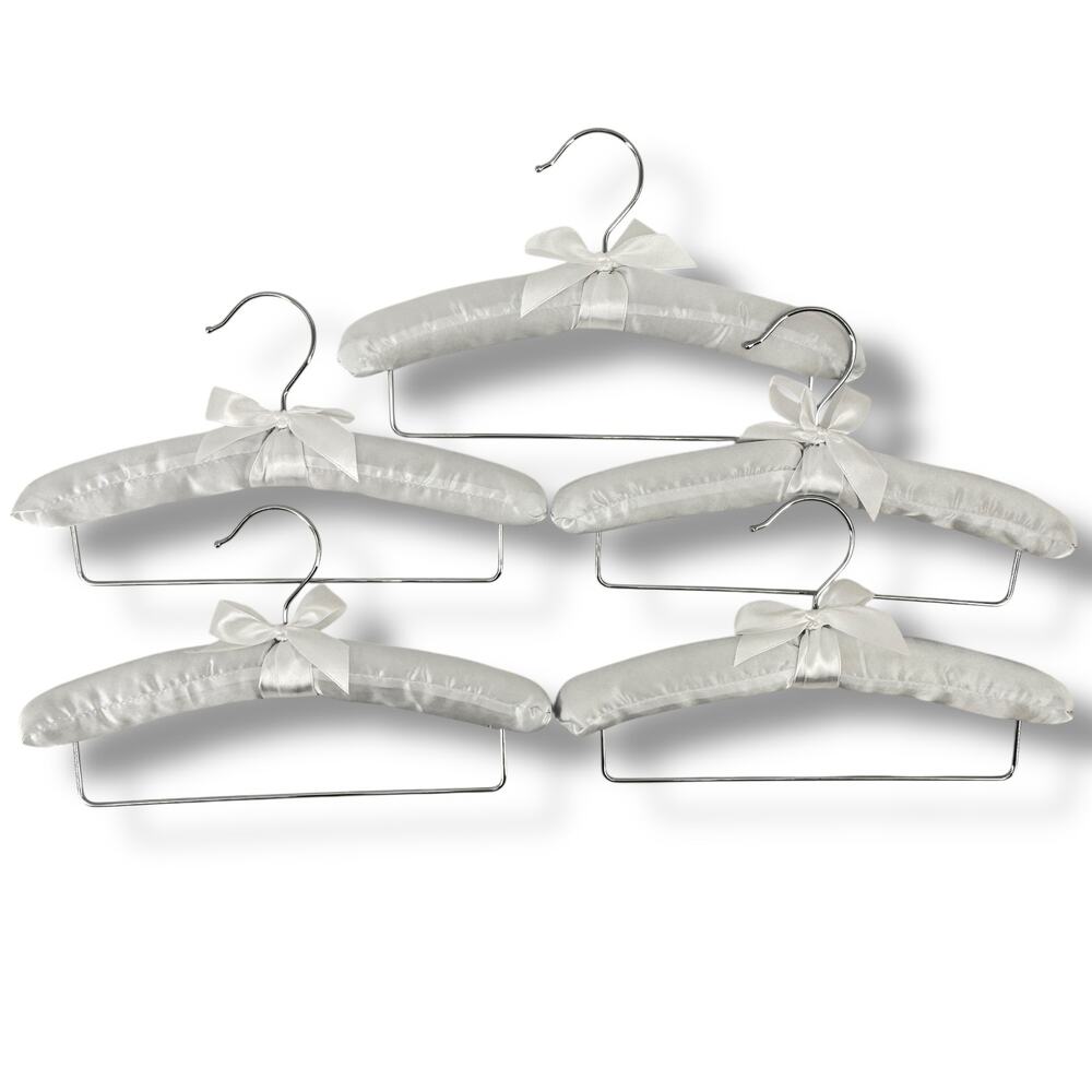 White Satin Padded Hangers Baby Clothes Blanket Pants Outfit Set Of 5